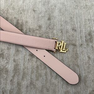 Ralph Lauren Leather Logo Buckle Belt - Blush Pink